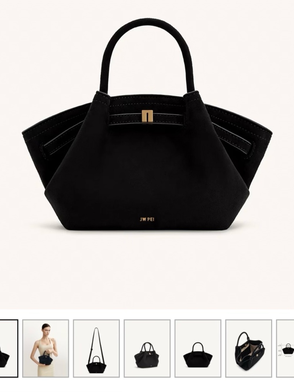JW PEI Black Structured Top-Handle Women's Tote Bag